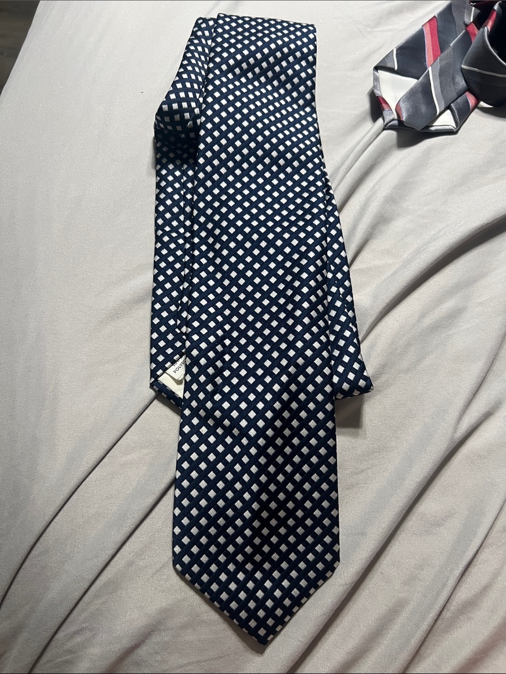 Classic Navy Geometric Men's Tie - Navy and White